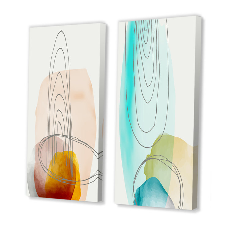 Wrought Studio Trendy Abstracts With Colourful Shapes VIII 2 Piece